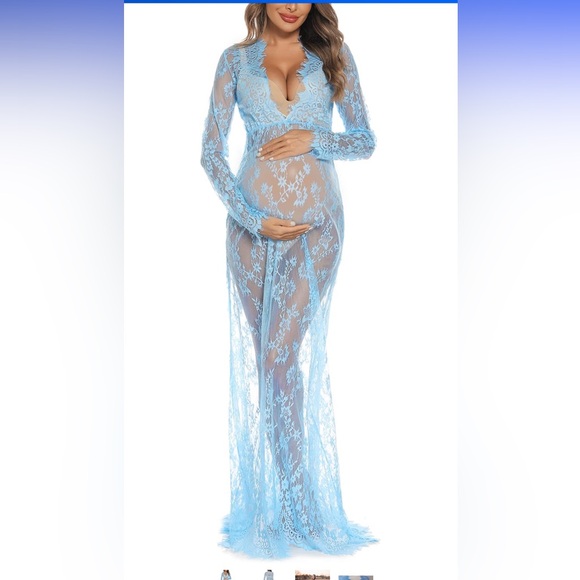 Amazon Dresses & Skirts - Light Blue Lace Maternity Dress